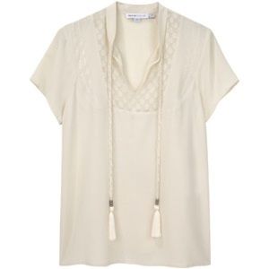 See by Chloe short-sleeved silk blouse creme